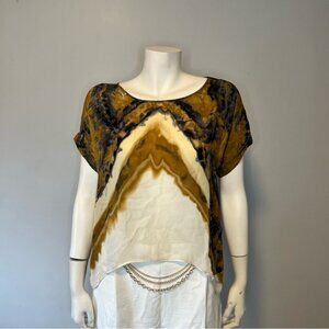 Gemma French Boutique 100% Silk Tie- Dye Print Blouse Size XS